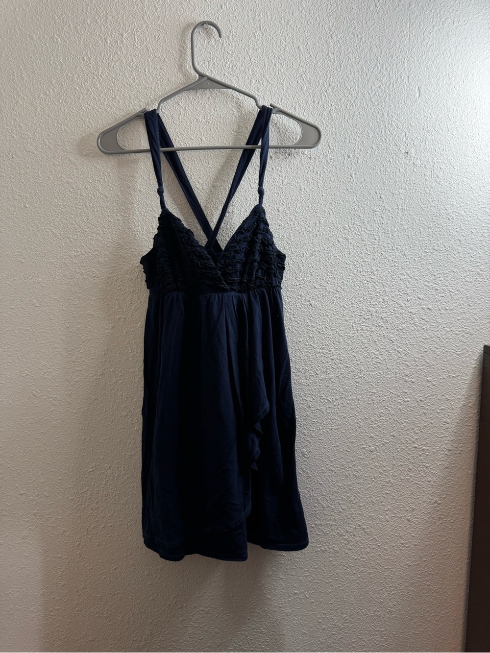 Abercrombie & Fitch Navy Blue Textured Mini Beach Dress